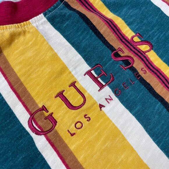 Guess T-shirt Women XS Multicolor Colorblock Stripes Long Sleeve - Picture 2 of 5